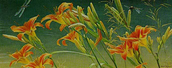 Day Lilies and Dragonflies