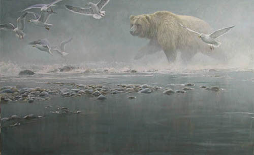 Above The Rapids - Gulls And Grizzly